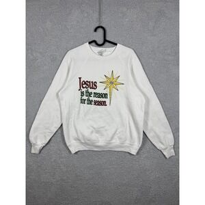 Vintage Bassett-Walker‎ Sweatshirt Mens L Jesus Is The Reason Christmas 90s